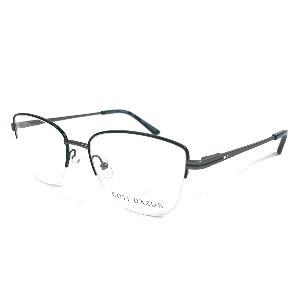 Cote D'azur Eyeglasses Frames CDA-372 C2 Gray Green Cat Eye Half Rim 52-17-135